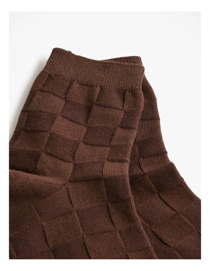 Jacquard Lattice Sock in Coffee image 2