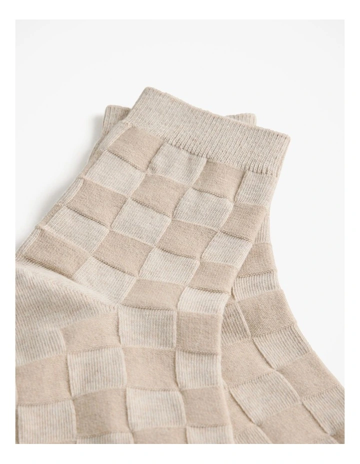 Jacquard Lattice Sock in Flax Marle image 2