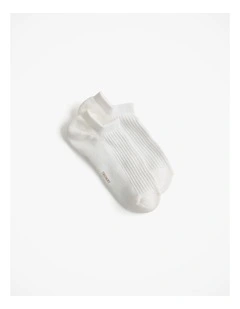 Low Cut Rib Sock in White