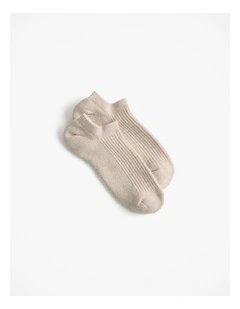 Low Cut Rib Sock in Flax Marle