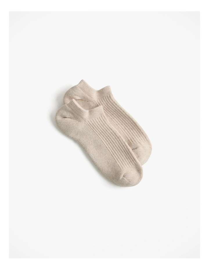 Low Cut Rib Sock in Flax Marle image 1