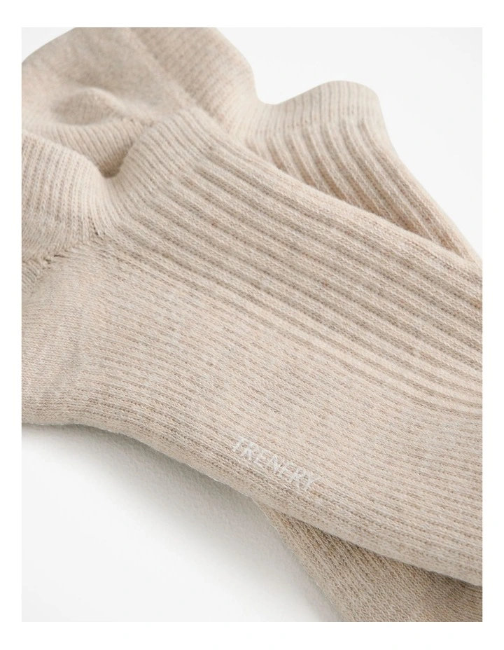 Low Cut Rib Sock in Flax Marle image 2