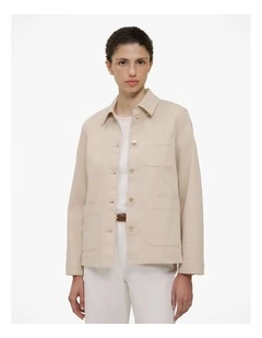 Garment Dyed Denim Pocket Detail Jacket in Sandstone