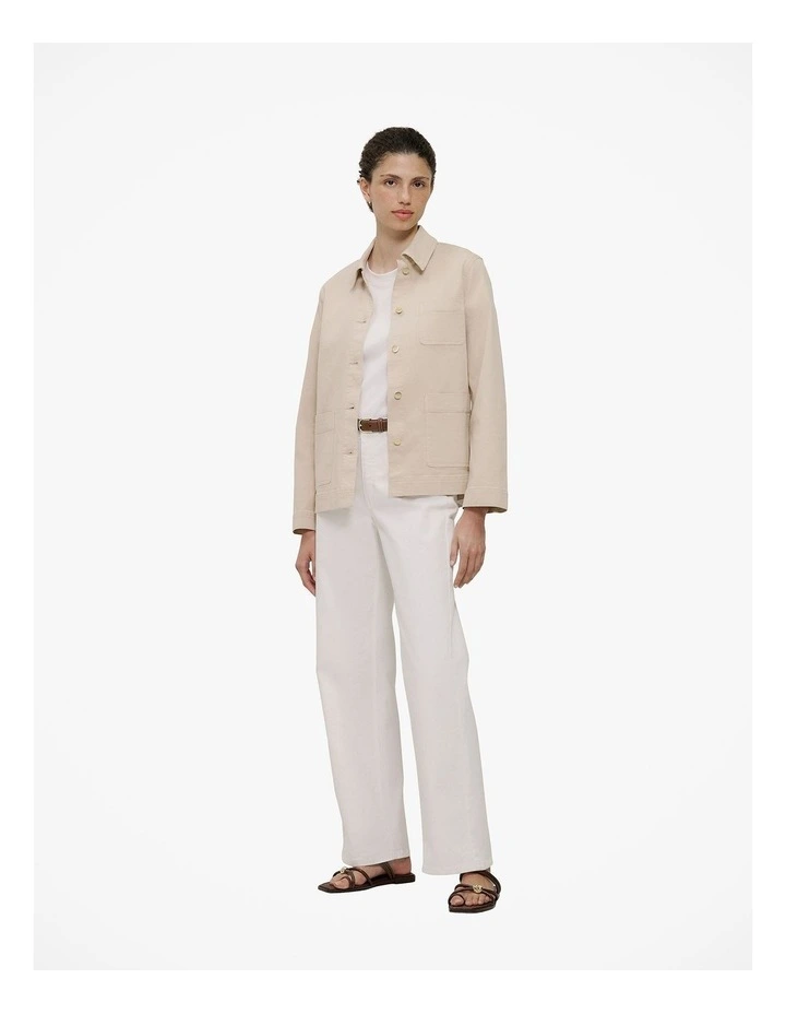 Garment Dyed Denim Pocket Detail Jacket in Sandstone image 2