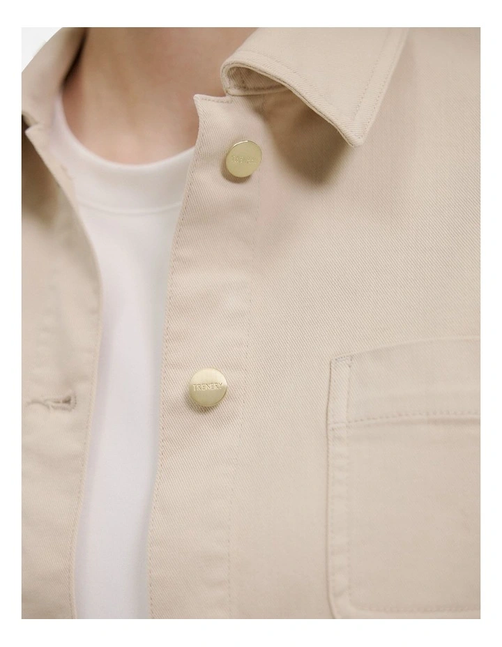 Garment Dyed Denim Pocket Detail Jacket in Sandstone image 3