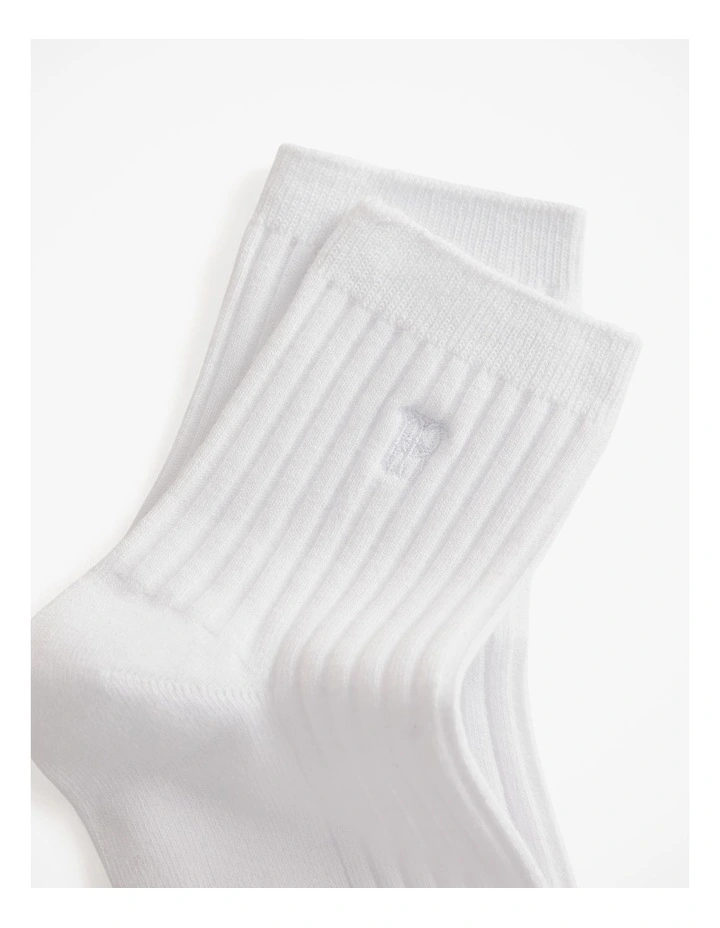 Monogram Rib Crew Sock in Parchment image 2