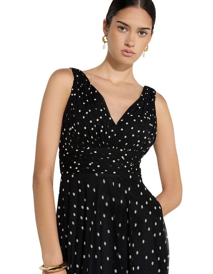 Riviera Polka Dot Dress in Black image 3