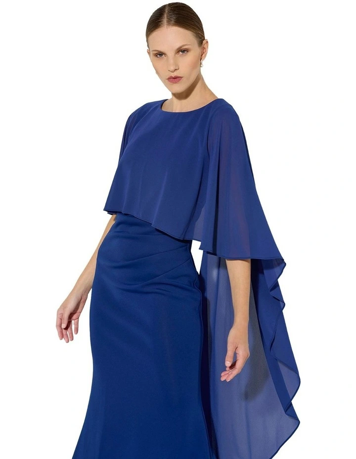 Adelaide Chiffon Overlay Gown in Marine image 3