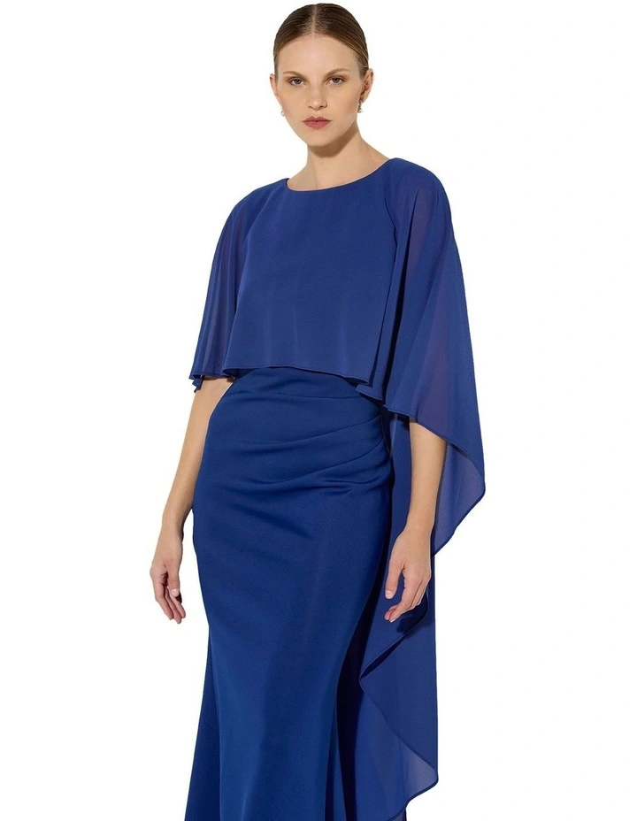 Adelaide Chiffon Overlay Gown in Marine image 4