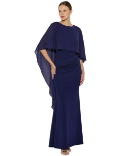 Adelaide Chiffon Overlay Gown in Navy