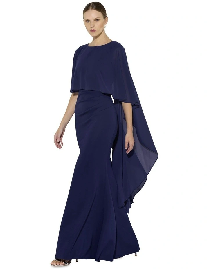 Adelaide Chiffon Overlay Gown in Navy image 2