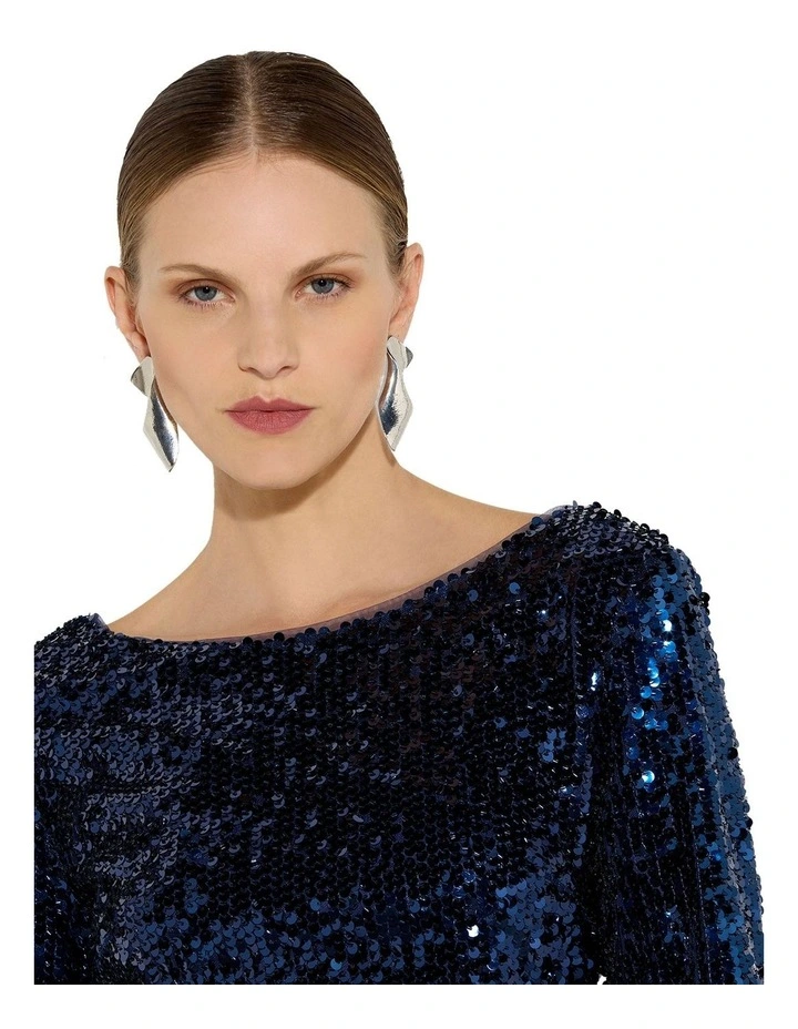 Miranda Sequin Midi Dress in Navy image 4