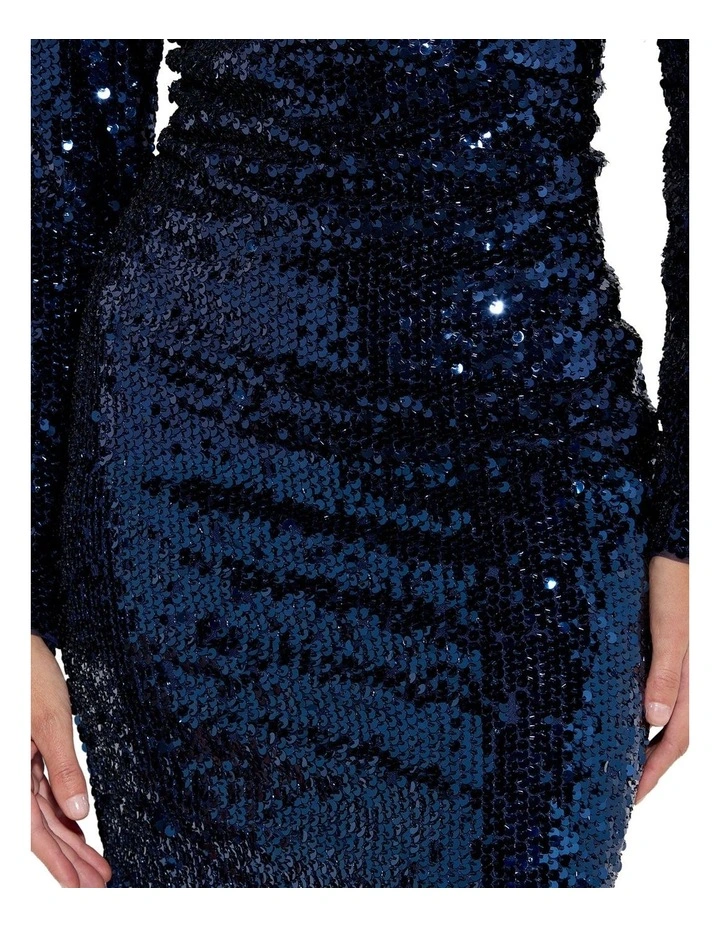 Miranda Sequin Midi Dress in Navy image 5