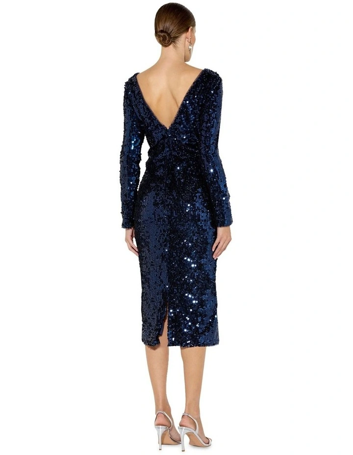 Miranda Sequin Midi Dress in Navy image 6