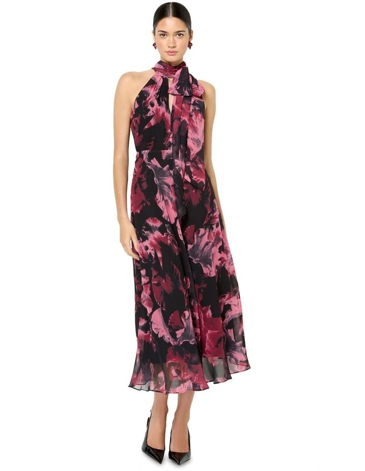 Imogen Floral Midi Dress in Black image 1