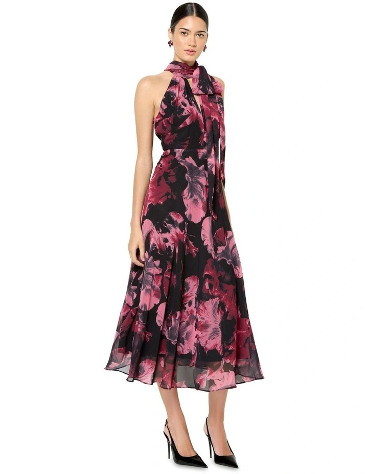 Imogen Floral Midi Dress in Black image 3