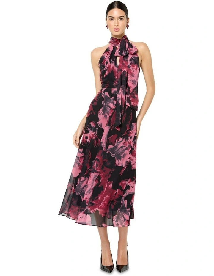 Imogen Floral Midi Dress in Black image 6