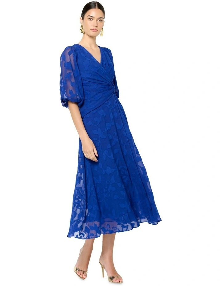 Isla Floral Wrap Dress in Blue image 2