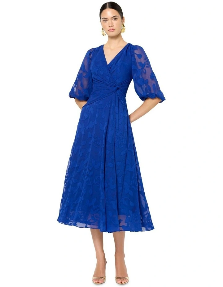 Isla Floral Wrap Dress in Blue image 3