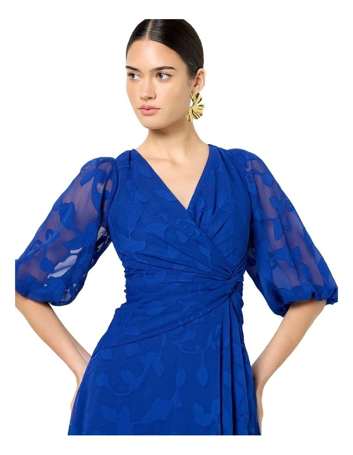 Isla Floral Wrap Dress in Blue image 4
