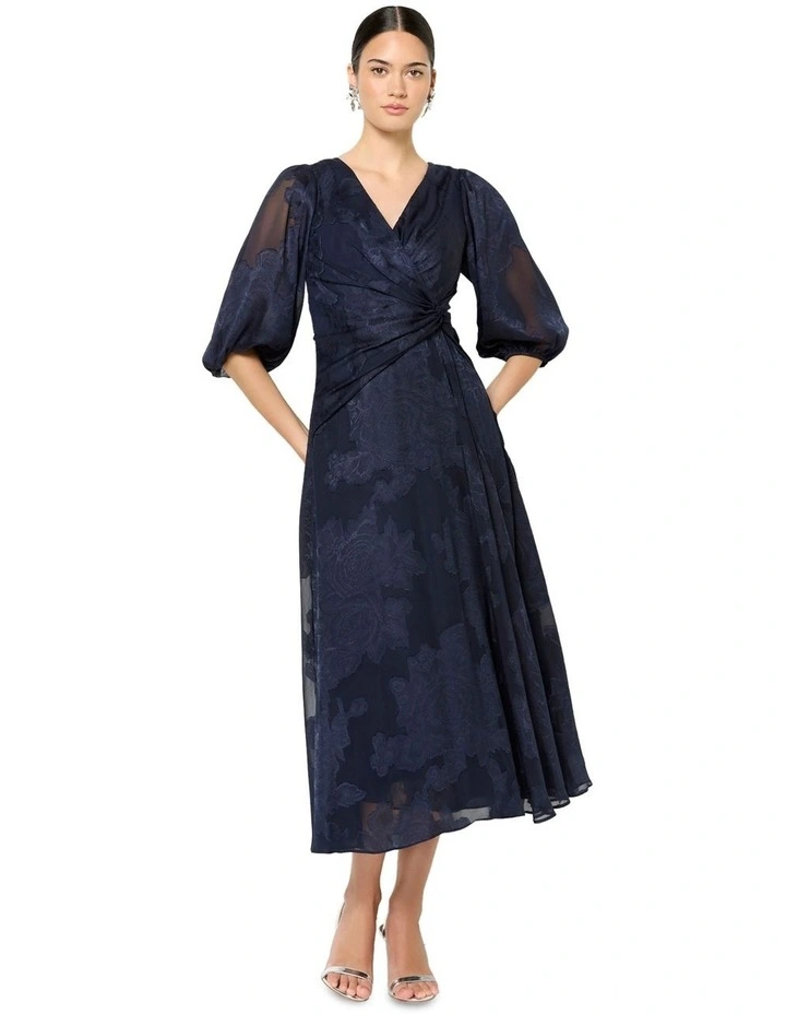 Saige Floral Wrap Dress in Blue image 1