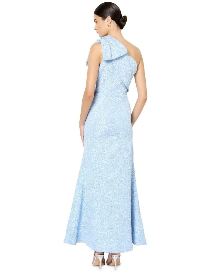 Wren One Shoulder Jacquard Gown in Blue image 2