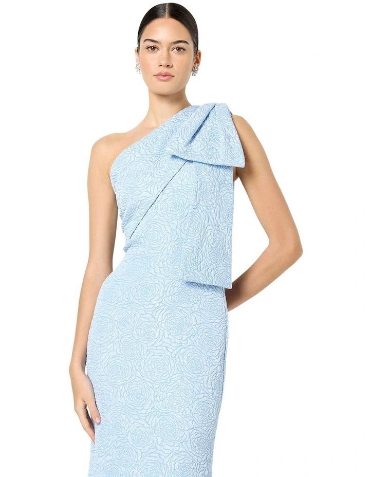Wren One Shoulder Jacquard Gown in Blue image 3