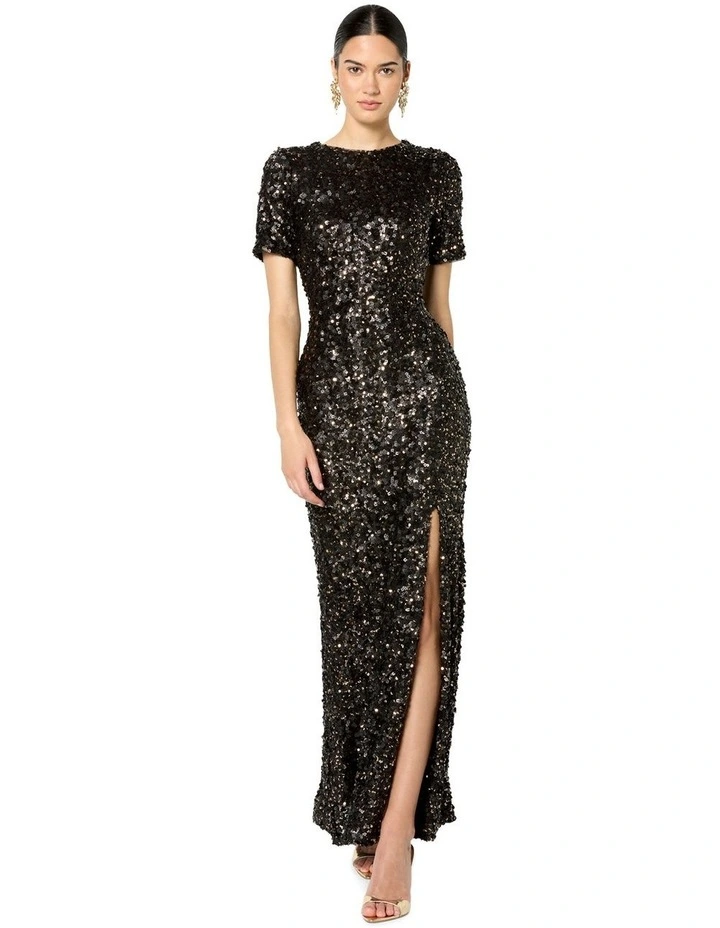 Colette Sequin Gown in Brown image 1