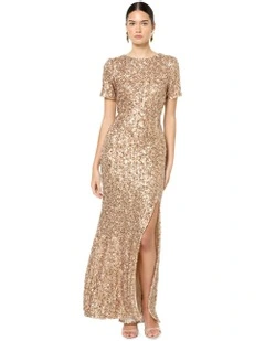 Colette Sequin Gown in Brown