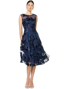 Isha Ribbon Lace Dress in Blue