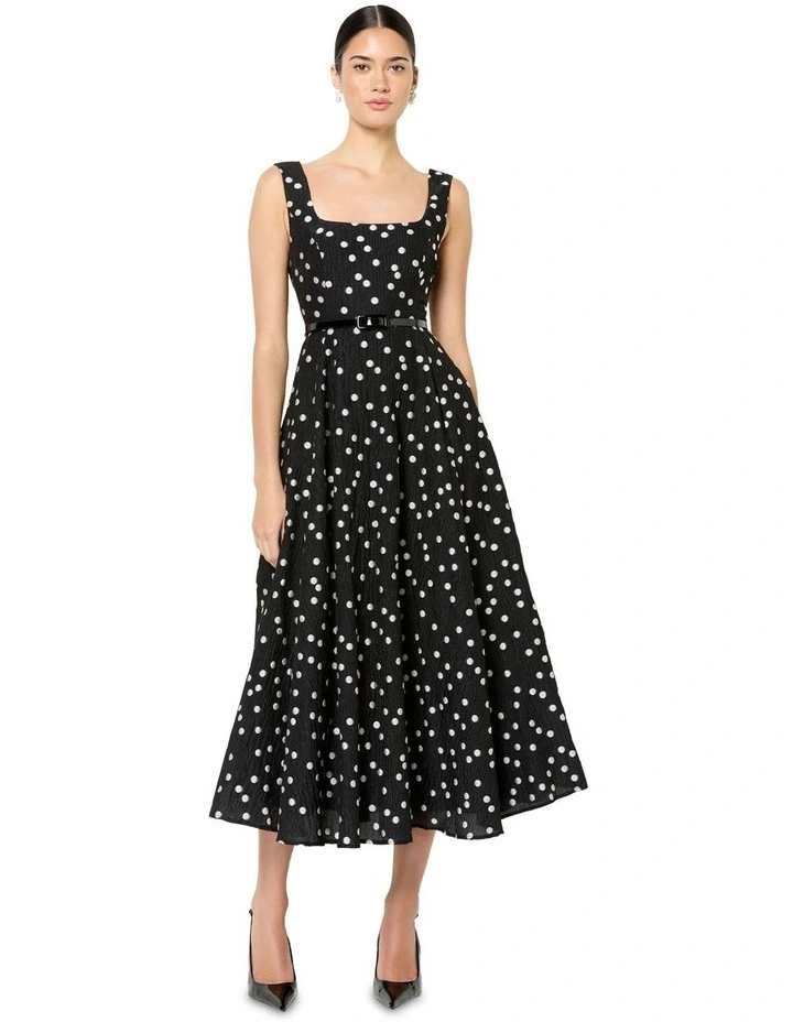 Ascot Polka-Dot Dress in Black image 1