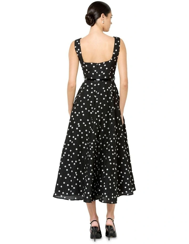 Ascot Polka-Dot Dress in Black image 2
