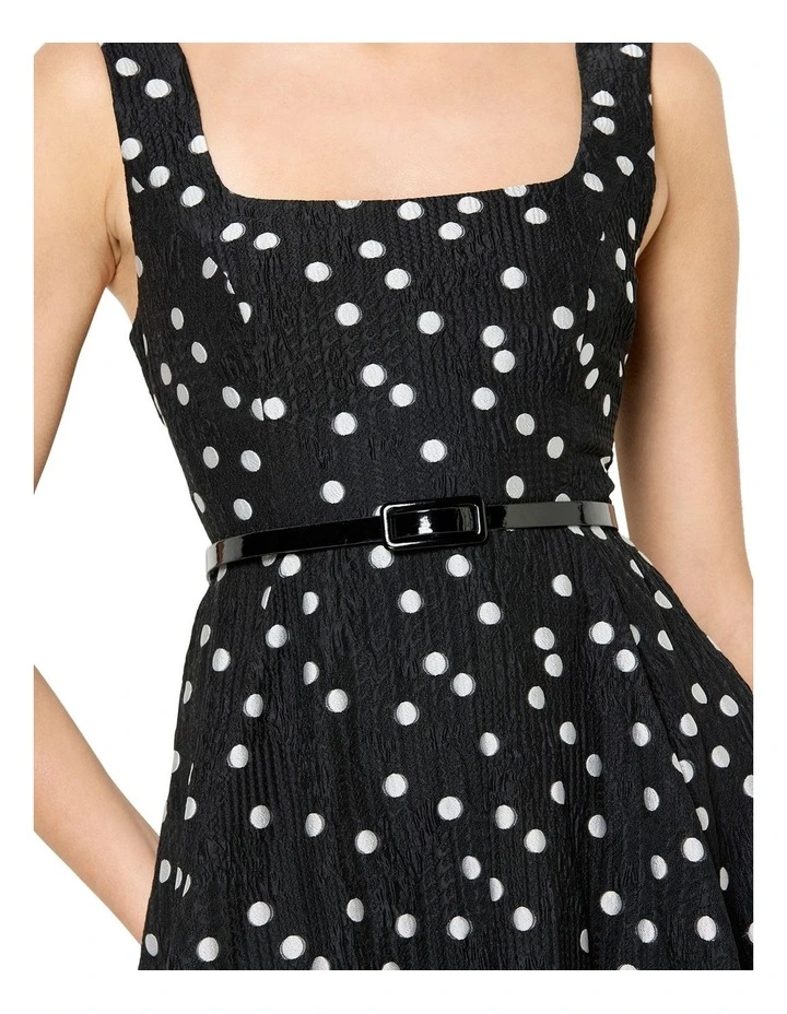 Ascot Polka-Dot Dress in Black image 4