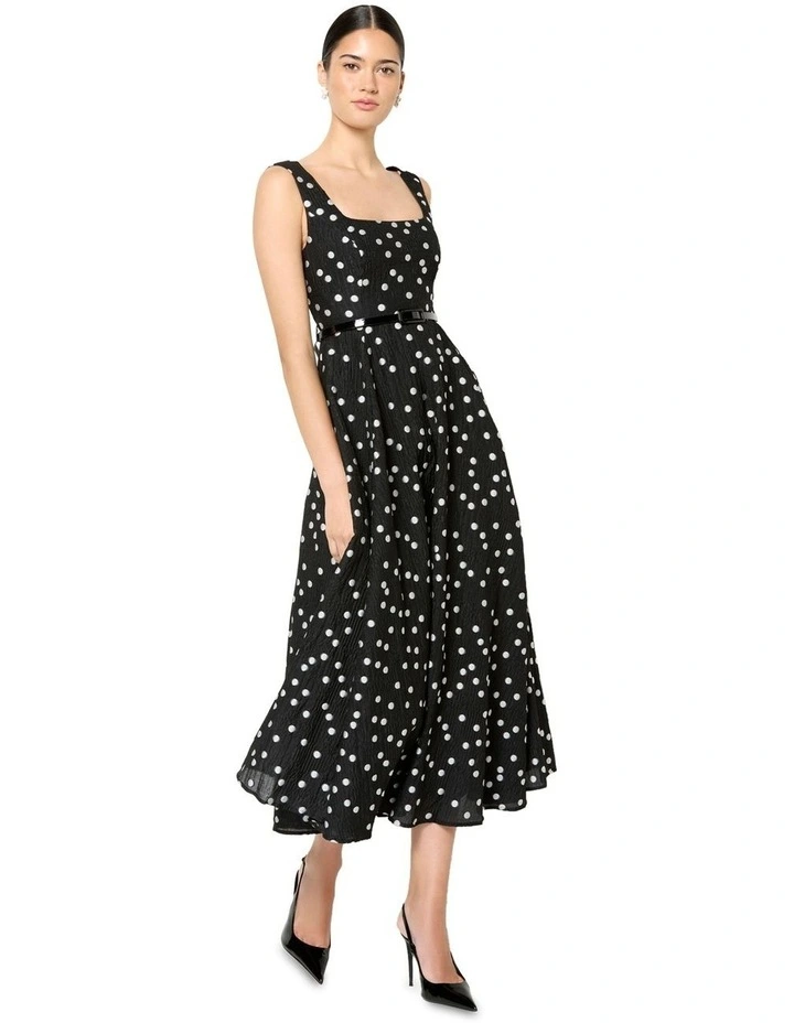 Ascot Polka-Dot Dress in Black image 6