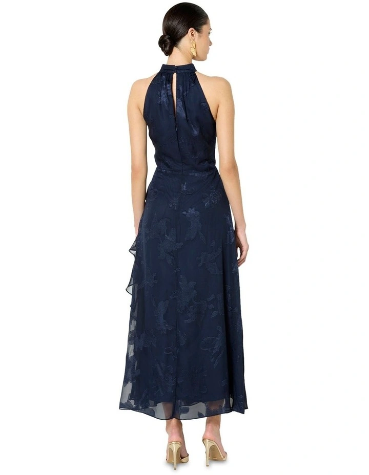 Kailey Ruffle Halter Dress in Navy image 5