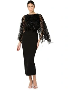 Melina Sequin Overlay Dress in Black