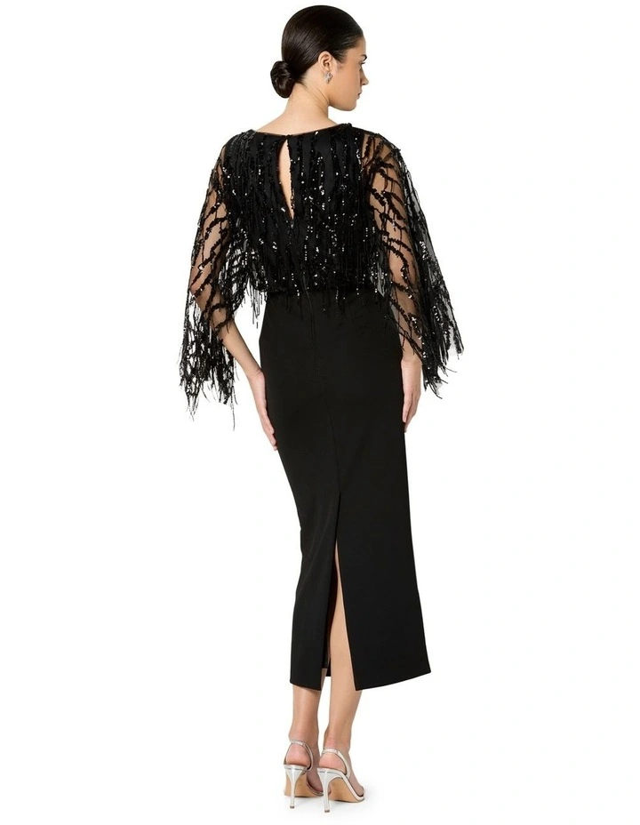 Melina Sequin Overlay Dress in Black image 2