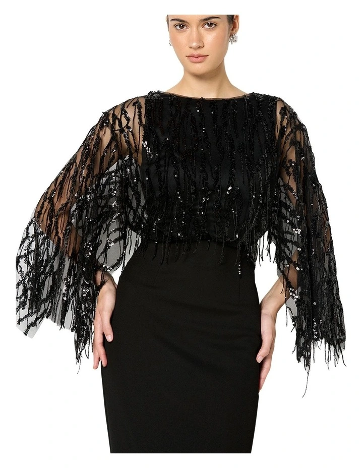 Melina Sequin Overlay Dress in Black image 3