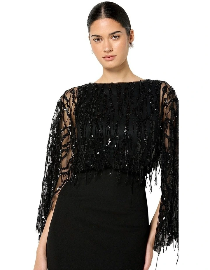 Melina Sequin Overlay Dress in Black image 4