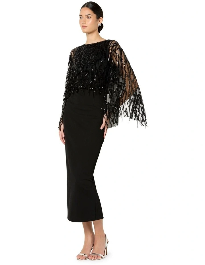 Melina Sequin Overlay Dress in Black image 5