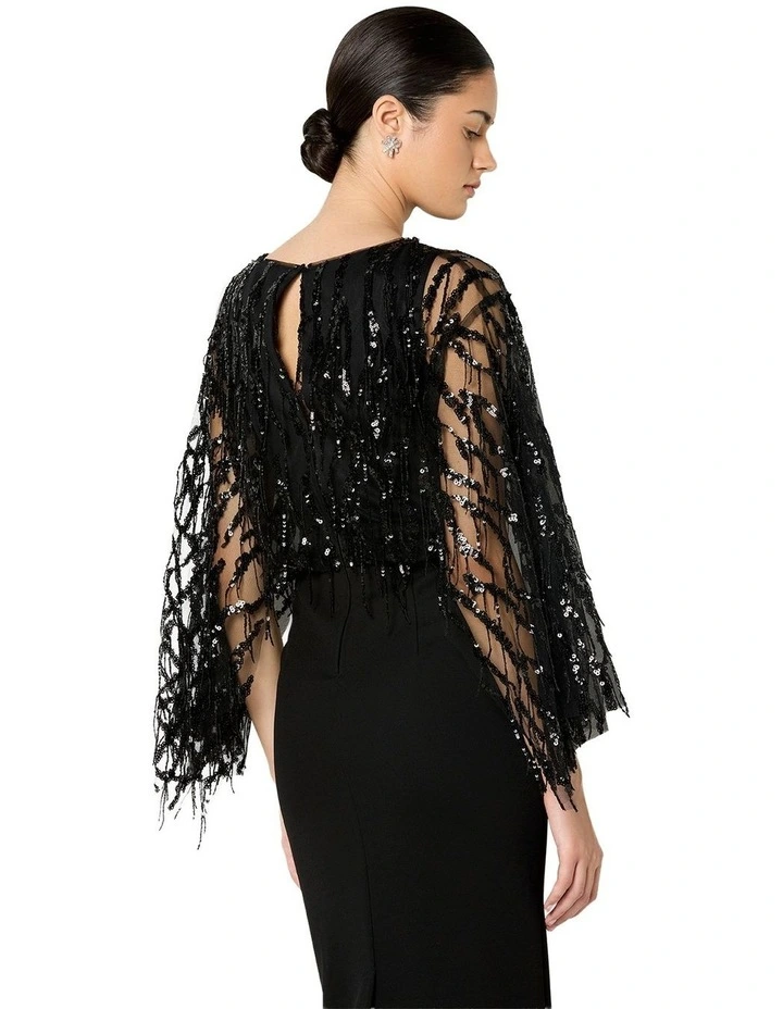 Melina Sequin Overlay Dress in Black image 6