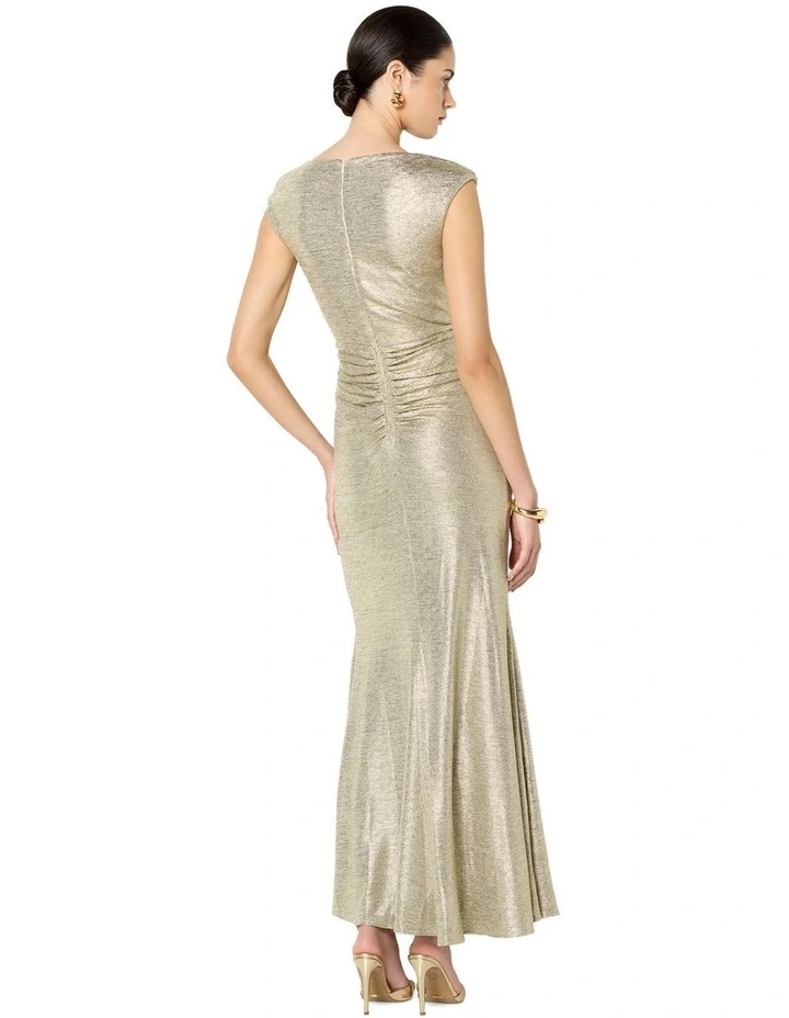 Beck Metallic Maxi Dress in Mink image 2