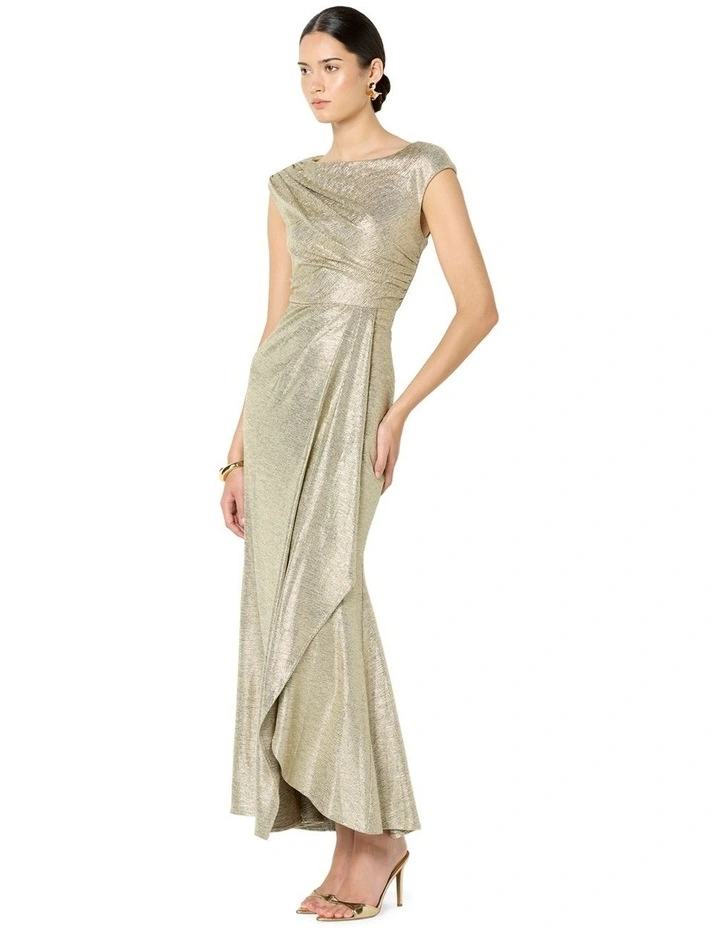 Beck Metallic Maxi Dress in Mink image 3