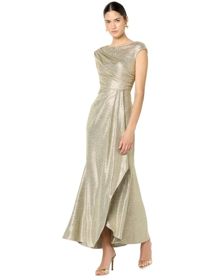 Beck Metallic Maxi Dress in Mink image 4