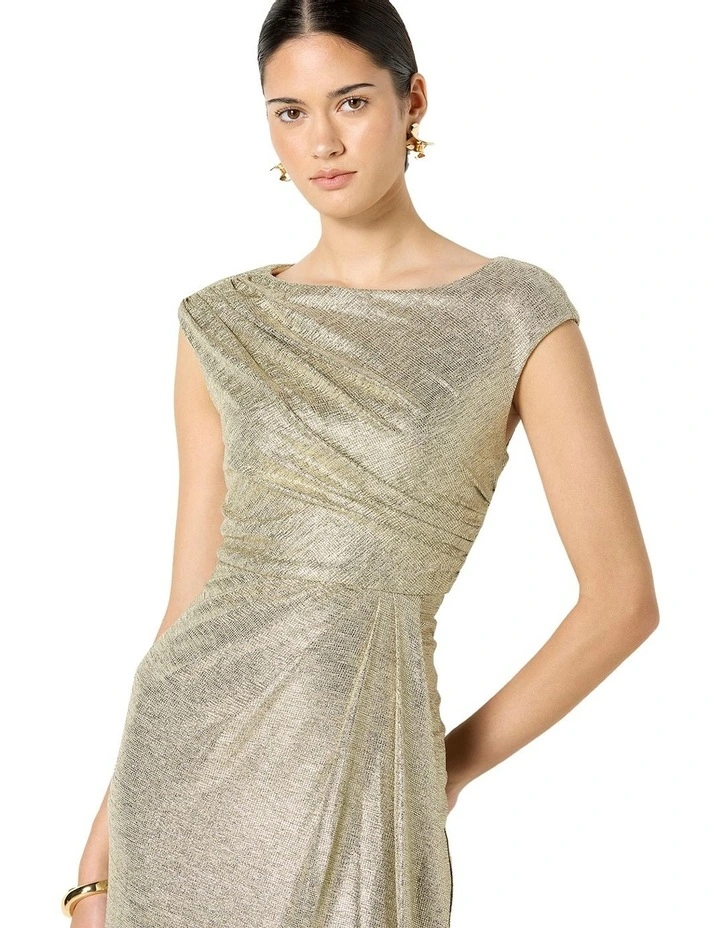 Beck Metallic Maxi Dress in Mink image 5