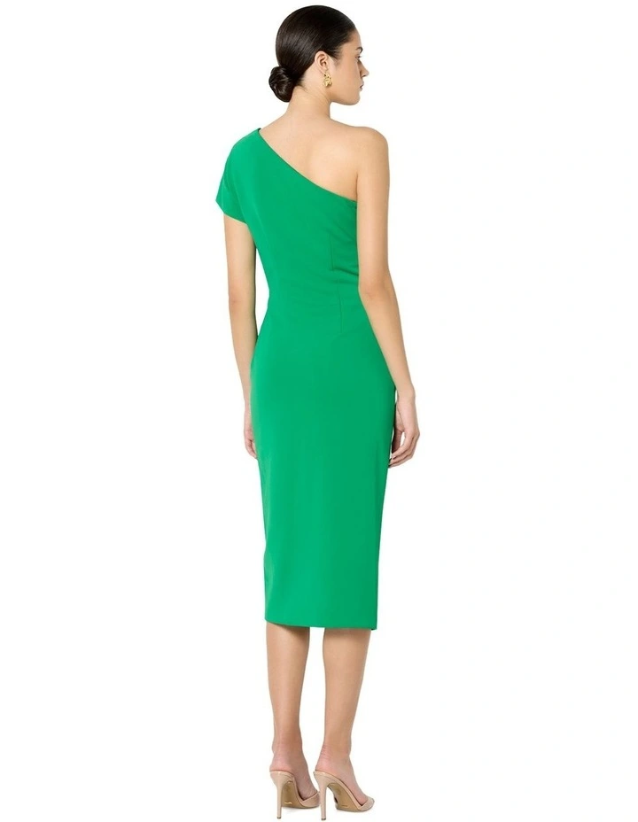 Kennedy Scuba One Shoulder Dress in Green image 2