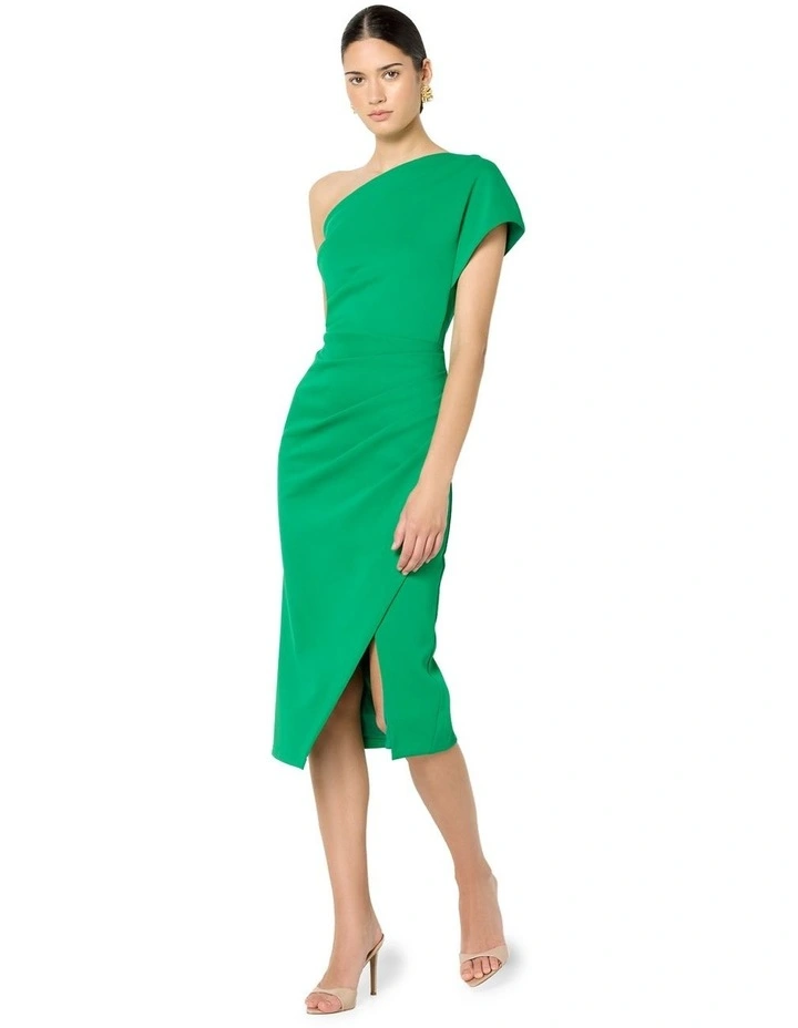 Kennedy Scuba One Shoulder Dress in Green image 5