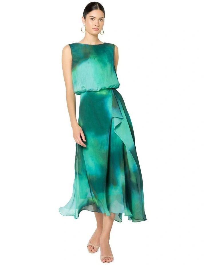 Kallista Printed Dress in Green image 1