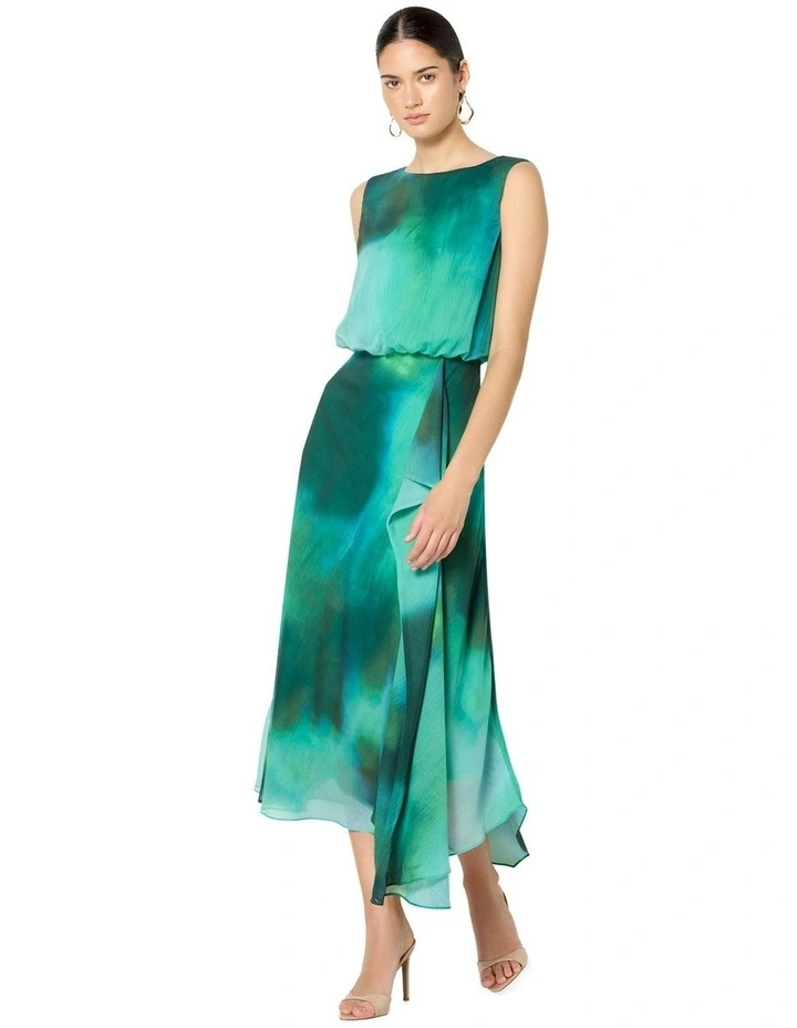 Kallista Printed Dress in Green image 4