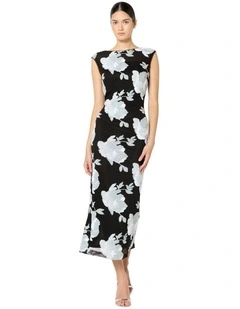 Marcela Floral Sequin Dress in Black